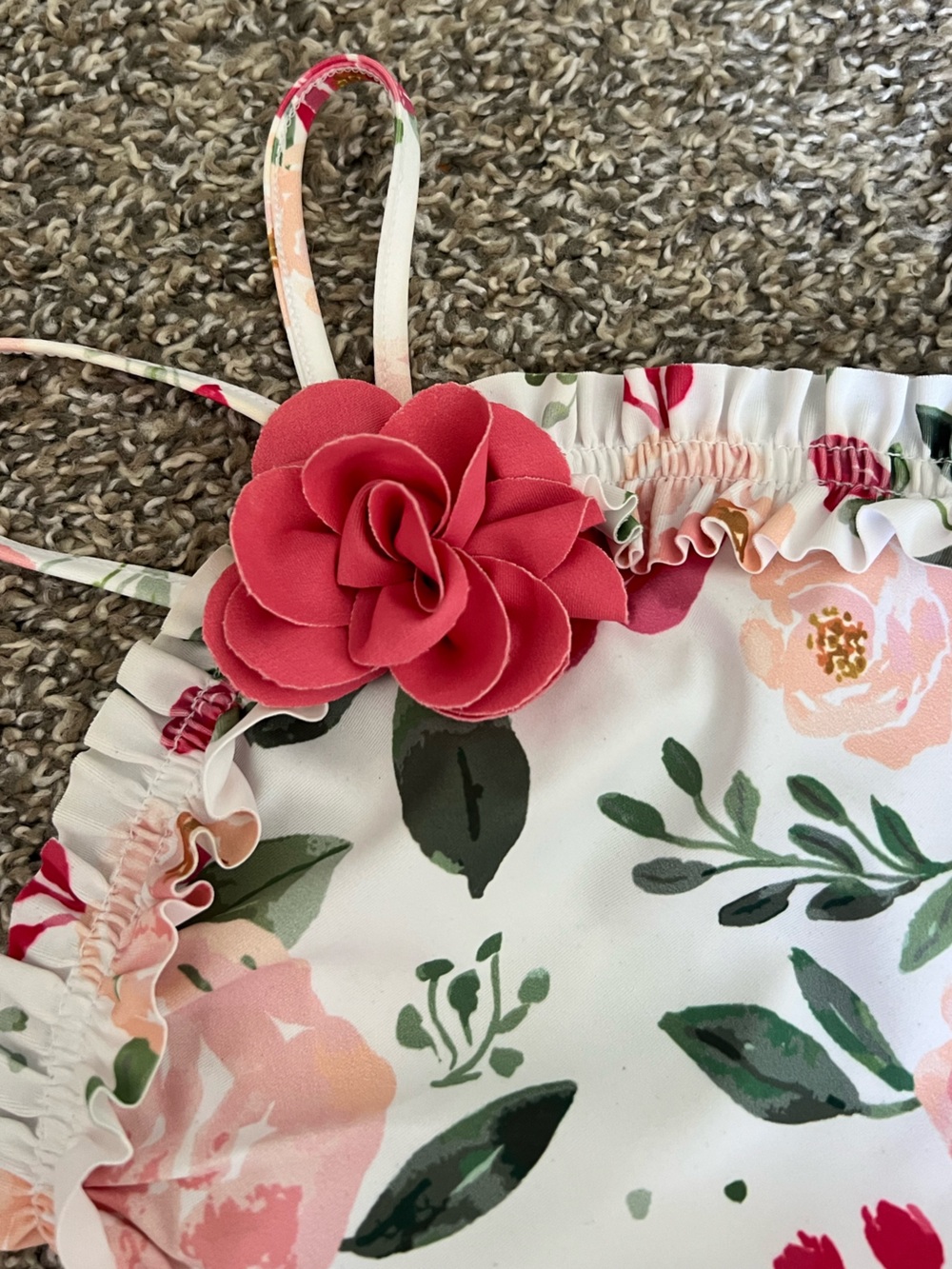 Mud Pie White Floral One-Piece Swim - Pink Rose Accents - Picture 4 of 6
